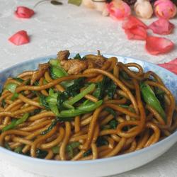 鸡毛菜肉丝炒面条的做法[图]