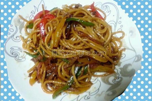 黑椒牛柳炒意粉