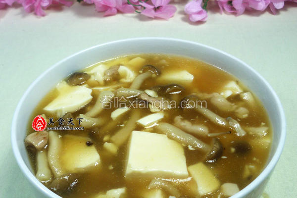 肉丝蟹味菇豆腐羹
