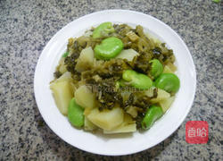 雪菜蚕豆炒土豆的做法图解12
