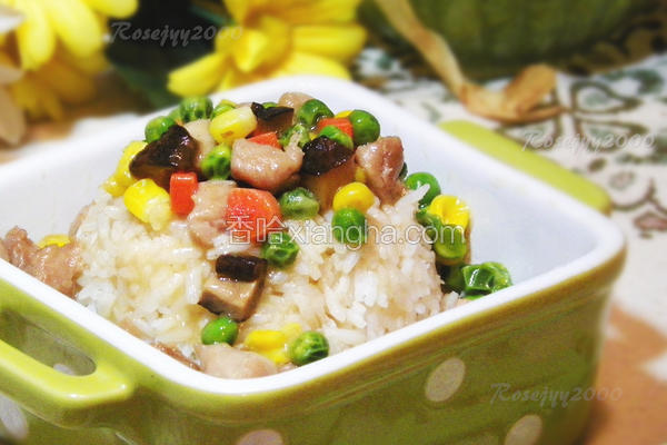 鸡丁冬菇盖浇饭