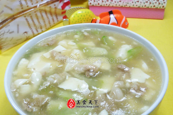 丝瓜肉丝豆腐羹