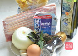培根白酱意面的做法图解1