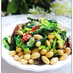 芹叶炒黄豆的做法[图]