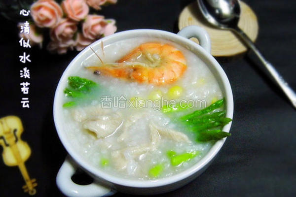 芦笋滑鸡粥
