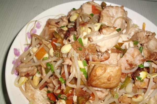 豆芽油渣炒豆腐