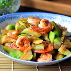丝瓜炒大虾的做法[图]