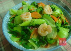 虾仁油菜心的做法图解4