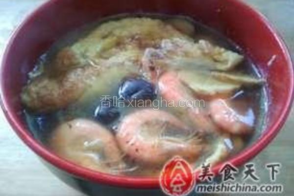 对虾煎蛋黄酒汤