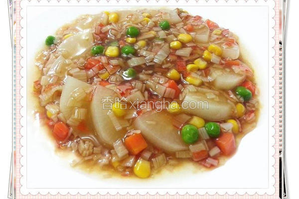 蚝油蟹肉菜头