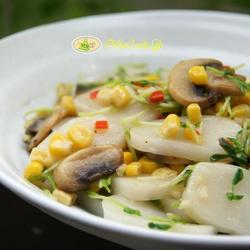 风味蘑菇炒年糕的做法[图]