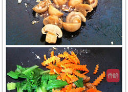 蘑菇炒油菜的做法图解2