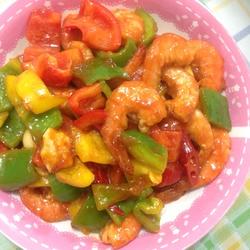糖醋彩椒炒鲜虾的做法[图]