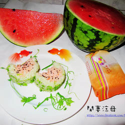 彩色米之西瓜饭团的做法[图]