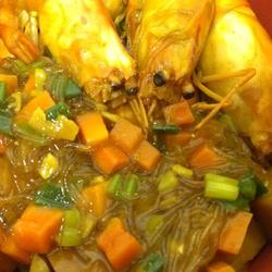 咖哩鲜虾粉丝煲的做法[图]