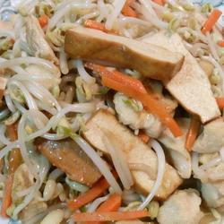 豆干炒鸡米豆芽菜的做法[图]