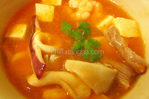 南瓜海鲜豆腐羹