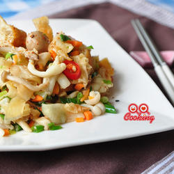 椒盐菇菇炒烧饼的做法[图]