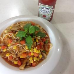 茄汁蘑菇肉酱炒面的做法[图]