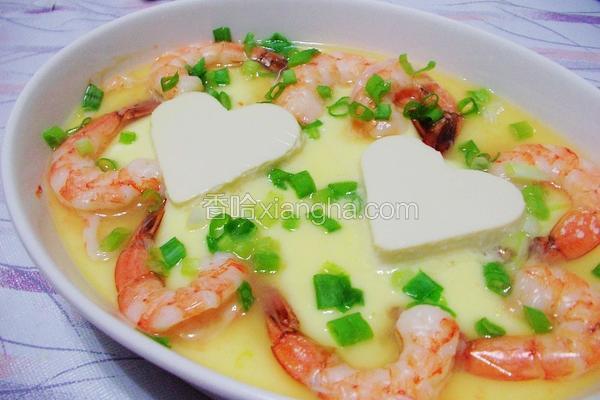 豆腐心鲜虾蒸蛋