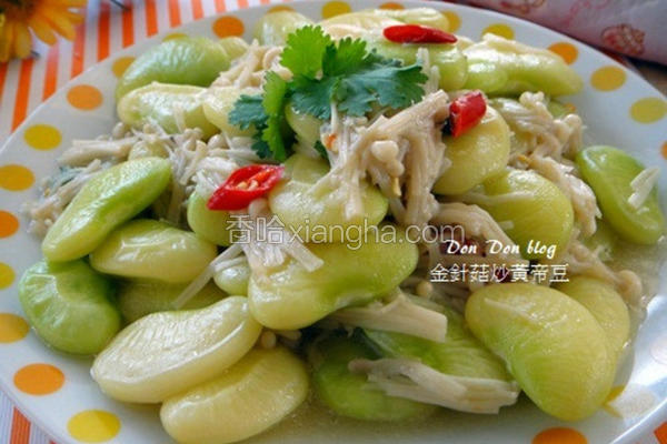 金针菇炒莱豆