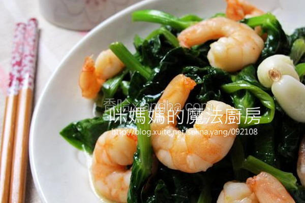 料理豆苗虾仁
