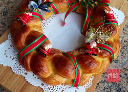 圣诞节花圈面包的做法图解7