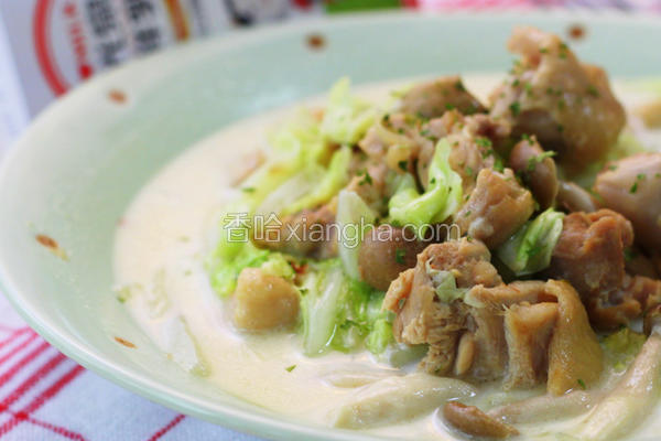 白菜鸡肉牛奶煮