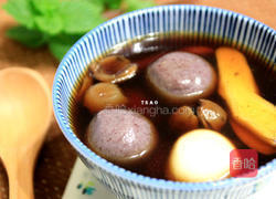 姜汁桂圆黑糖汤圆的做法图解2