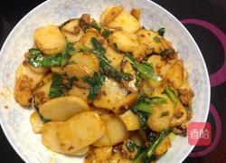 青菜肉末炒年糕的做法图解4