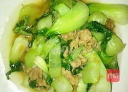 油菜炒肉片的做法图解4
