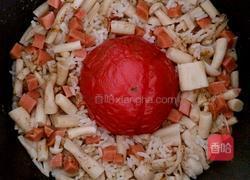 海鲜菇火腿番茄饭的做法图解4