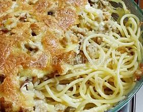 芝士蘑菇肉醬焗意粉