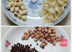 莲子百合花生红豆糖水的做法图解1