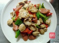 双椒火腿肉丸片的做法图解4