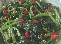花生芝麻炒菠菜的做法图解9