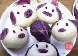 紫薯小猪豆沙包的做法图解16