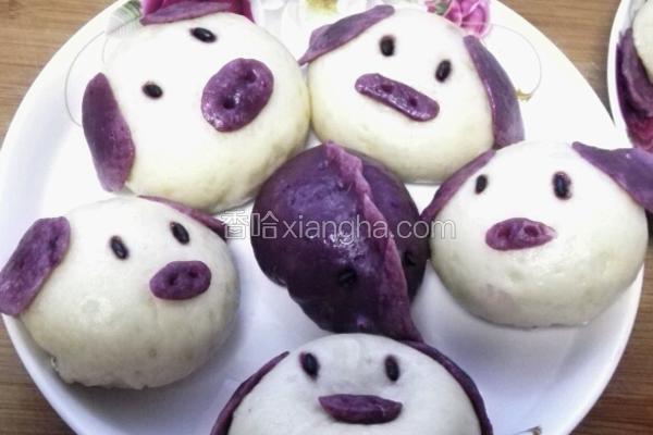 紫薯小猪豆沙包