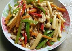双丝白玉菇炒肉丝