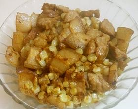糯玉米炒肉[图]