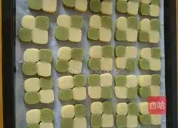 Illustration of how to make matcha original checkerboard shortbread 3
