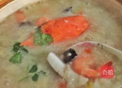 水蟹鲜虾干贝海参砂锅粥的做法图解9