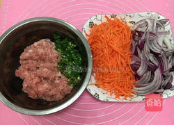 胡萝卜洋葱猪肉馅饼的做法图解1