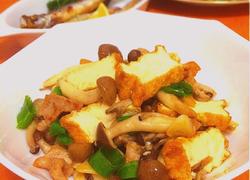蟹味菇油豆腐炒肉丁