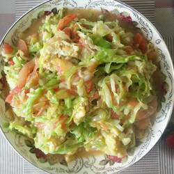 包菜炒鸡蛋西红柿的做法[图]