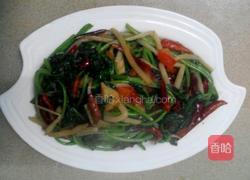 干椒酸笋红薯叶的做法图解4