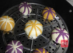 南瓜紫薯礼品豆沙包的做法图解8