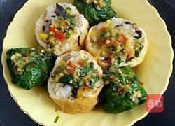 糯米酿豆腐菜包的做法图解8