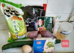 Illustration of how to make purple sweet potato sushi 1