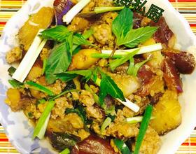 虾肉末九层塔香草茄子[图]
